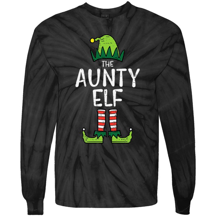 Aunty Elf Xmas Matching Christmas For Family Aunt Tie-Dye Long Sleeve Shirt