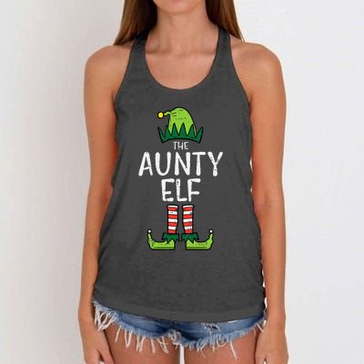 Aunty Elf Xmas Matching Christmas For Family Aunt Women's Knotted Racerback Tank