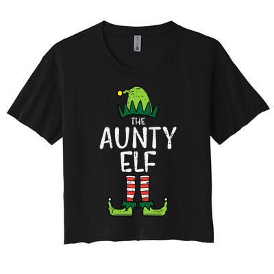 Aunty Elf Xmas Matching Christmas For Family Aunt Women's Crop Top Tee