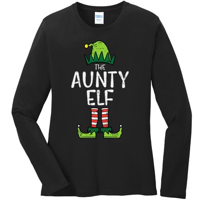 Aunty Elf Xmas Matching Christmas For Family Aunt Ladies Long Sleeve Shirt