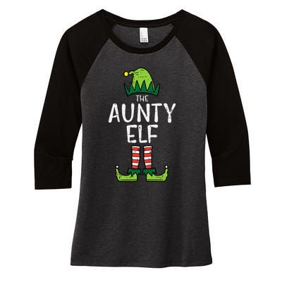 Aunty Elf Xmas Matching Christmas For Family Aunt Women's Tri-Blend 3/4-Sleeve Raglan Shirt