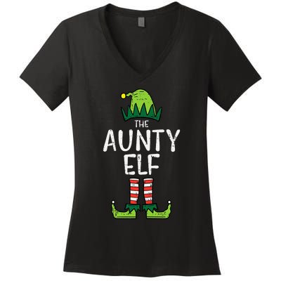 Aunty Elf Xmas Matching Christmas For Family Aunt Women's V-Neck T-Shirt