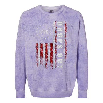 American Flag 1776 Joe Biden Drops Out 2024 Colorblast Crewneck Sweatshirt