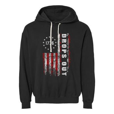 American Flag 1776 Joe Biden Drops Out 2024 Garment-Dyed Fleece Hoodie