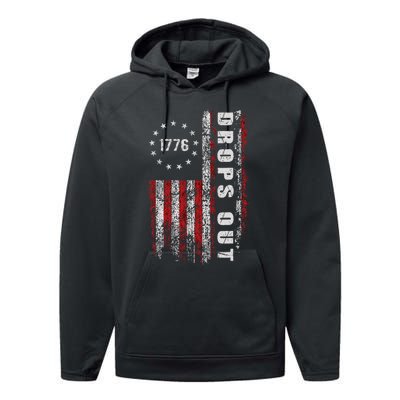 American Flag 1776 Joe Biden Drops Out 2024 Performance Fleece Hoodie