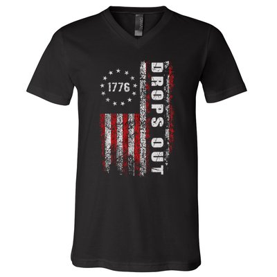 American Flag 1776 Joe Biden Drops Out 2024 V-Neck T-Shirt