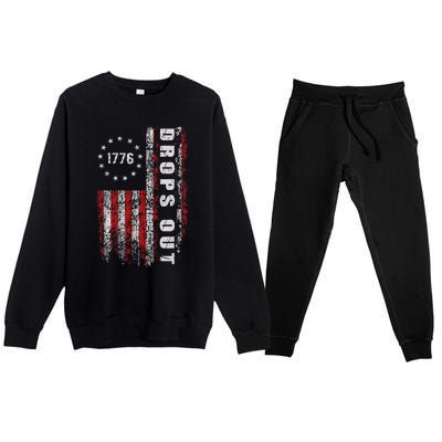 American Flag 1776 Joe Biden Drops Out 2024 Premium Crewneck Sweatsuit Set