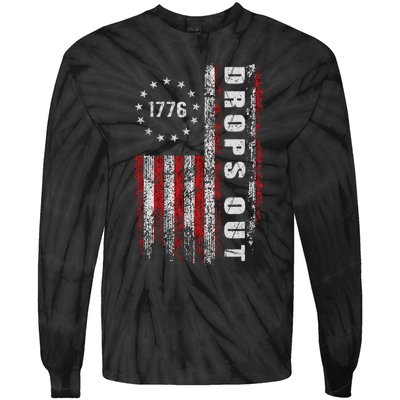 American Flag 1776 Joe Biden Drops Out 2024 Tie-Dye Long Sleeve Shirt