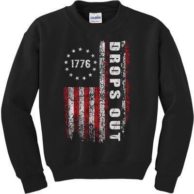 American Flag 1776 Joe Biden Drops Out 2024 Kids Sweatshirt