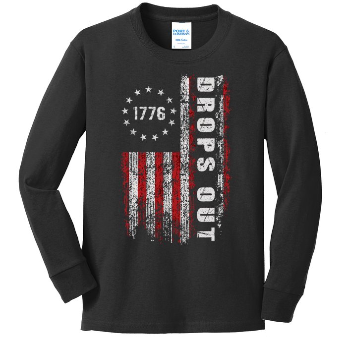 American Flag 1776 Joe Biden Drops Out 2024 Kids Long Sleeve Shirt