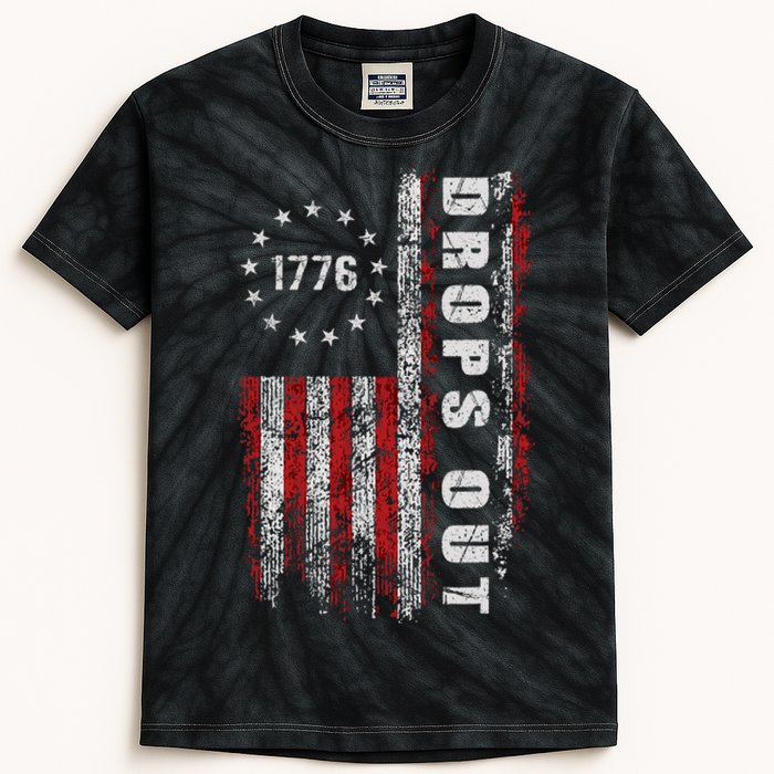 American Flag 1776 Joe Biden Drops Out 2024 Kids Tie-Dye T-Shirt