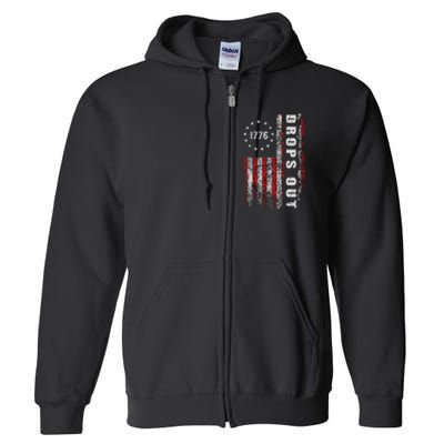 American Flag 1776 Joe Biden Drops Out 2024 Full Zip Hoodie