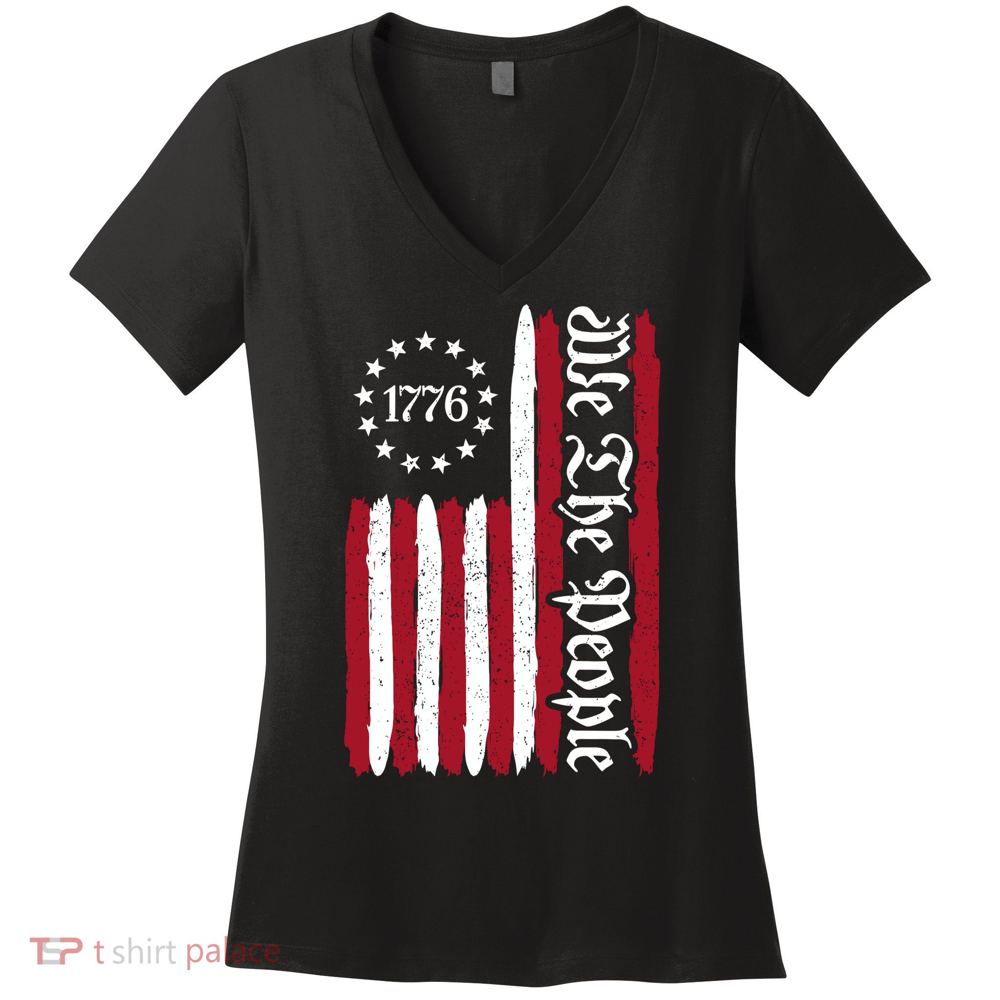 American Flag 1776 We The People Founding Fathers Constitution Women's V-Neck T-Shirt
