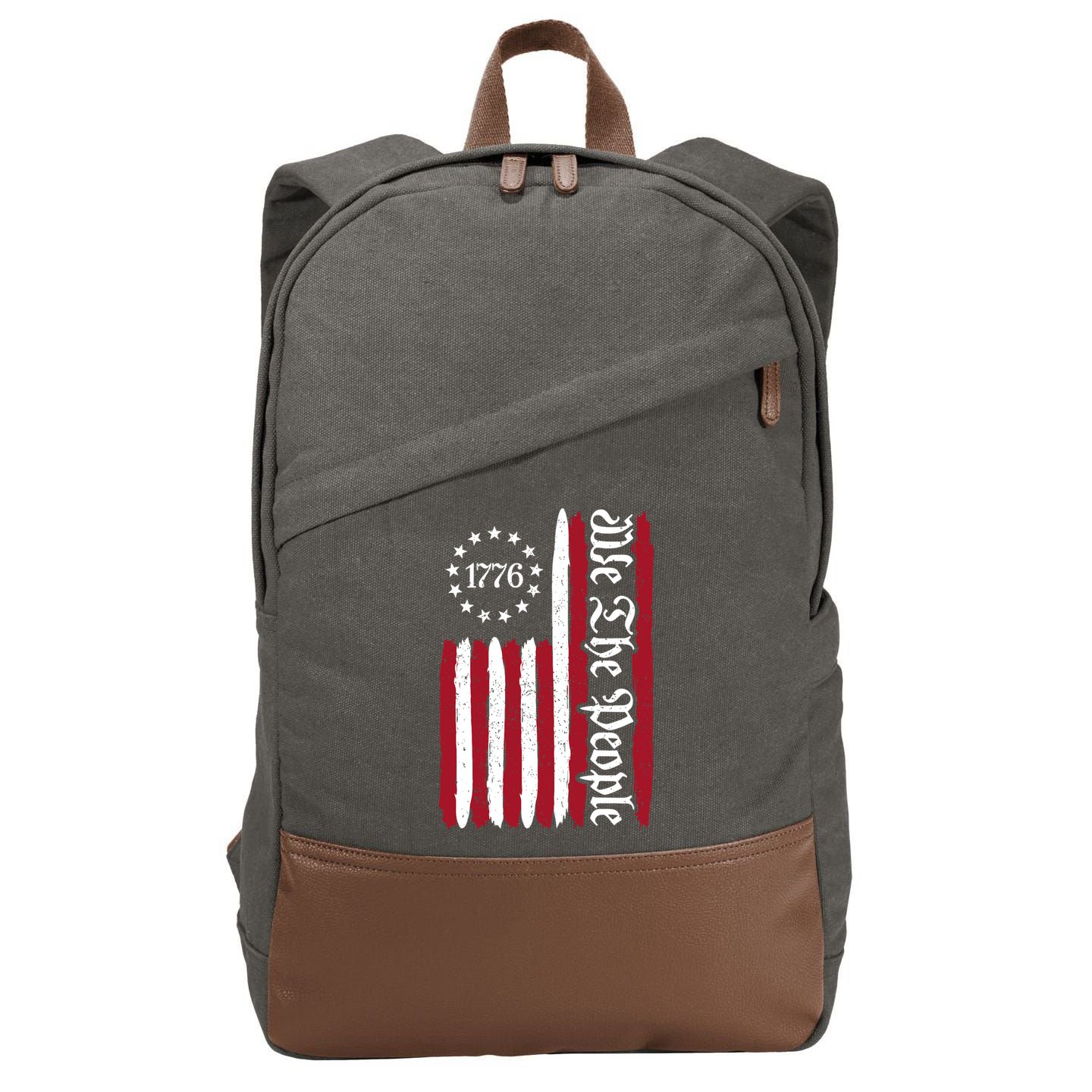American Flag 1776 We The People Founding Fathers Constitution Cotton Canvas Backpack