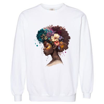 Afropunk Flowers 1619 Juneteenth African Afro Hair Melanin Garment-Dyed Sweatshirt