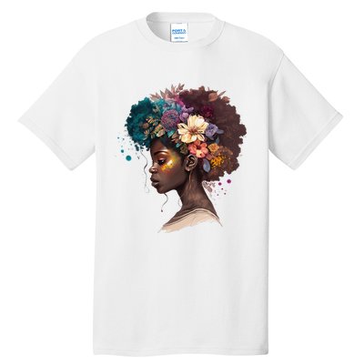 Afropunk Flowers 1619 Juneteenth African Afro Hair Melanin Tall T-Shirt