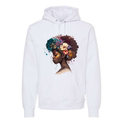 Afropunk Flowers 1619 Juneteenth African Afro Hair Melanin Premium Hoodie