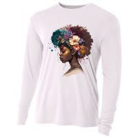 Afropunk Flowers 1619 Juneteenth African Afro Hair Melanin Cooling Performance Long Sleeve Crew