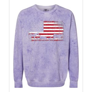 American Flag 4th of July Chicken Horse Cow Pig Farm Gift Colorblast Crewneck Sweatshirt