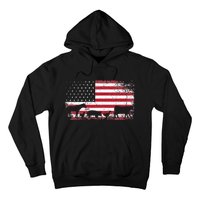 American Flag 4th of July Chicken Horse Cow Pig Farm Gift Hoodie