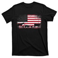 American Flag 4th of July Chicken Horse Cow Pig Farm Gift T-Shirt