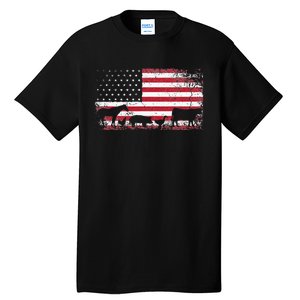 American Flag 4th of July Chicken Horse Cow Pig Farm Gift Tall T-Shirt