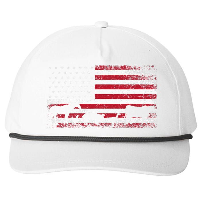 American Flag 4th of July Chicken Horse Cow Pig Farm Gift Snapback Five-Panel Rope Hat