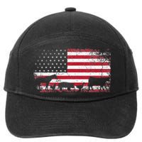 American Flag 4th of July Chicken Horse Cow Pig Farm Gift 7-Panel Snapback Hat