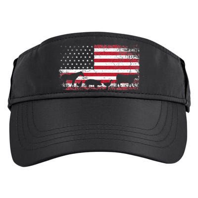 American Flag 4th of July Chicken Horse Cow Pig Farm Gift Adult Drive Performance Visor