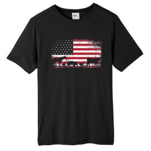 American Flag 4th of July Chicken Horse Cow Pig Farm Gift Tall Fusion ChromaSoft Performance T-Shirt