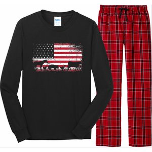 American Flag 4th of July Chicken Horse Cow Pig Farm Gift Long Sleeve Pajama Set