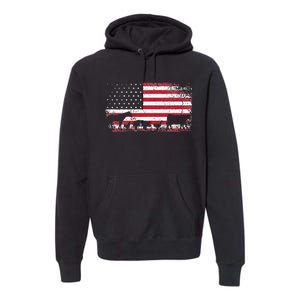 American Flag 4th of July Chicken Horse Cow Pig Farm Gift Premium Hoodie