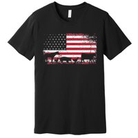 American Flag 4th of July Chicken Horse Cow Pig Farm Gift Premium T-Shirt