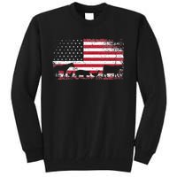 American Flag 4th of July Chicken Horse Cow Pig Farm Gift Tall Sweatshirt