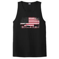 American Flag 4th of July Chicken Horse Cow Pig Farm Gift PosiCharge Competitor Tank