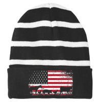 American Flag 4th of July Chicken Horse Cow Pig Farm Gift Striped Beanie with Solid Band