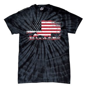 American Flag 4th of July Chicken Horse Cow Pig Farm Gift Tie-Dye T-Shirt