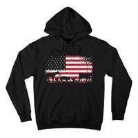 American Flag 4th of July Chicken Horse Cow Pig Farm Gift Tall Hoodie