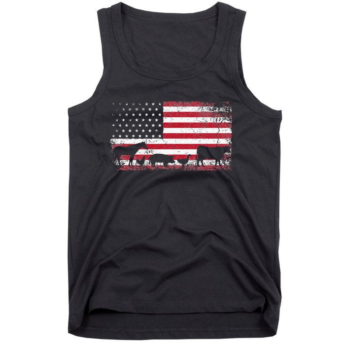 American Flag 4th of July Chicken Horse Cow Pig Farm Gift Tank Top