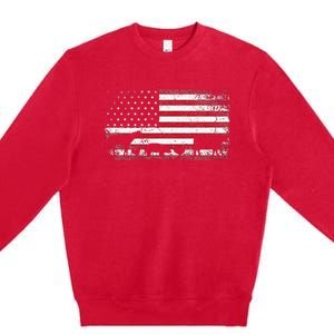 American Flag 4th of July Chicken Horse Cow Pig Farm Gift Premium Crewneck Sweatshirt