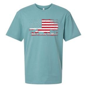 American Flag 4th of July Chicken Horse Cow Pig Farm Gift Sueded Cloud Jersey T-Shirt