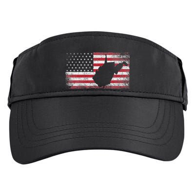 American Flag 4th Of July West Virginia Wv Vintage Adult Drive Performance Visor