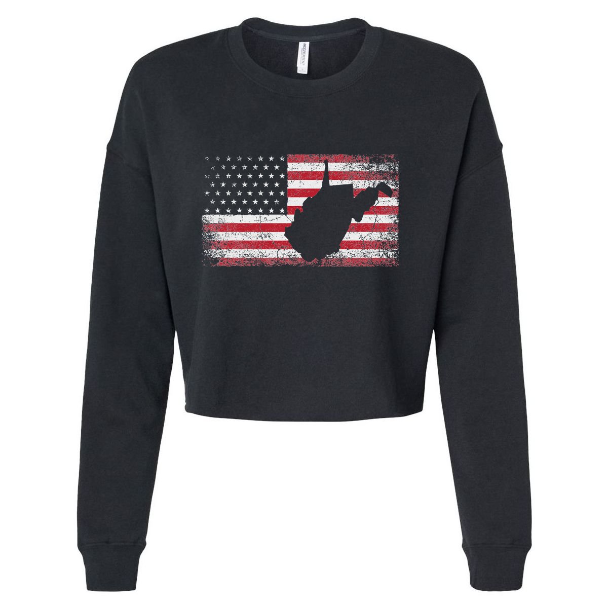 American Flag 4th Of July West Virginia Wv Vintage Cropped Pullover Crew