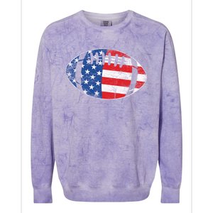 American Football 4th July Usa Flag Patriotic Gift Colorblast Crewneck Sweatshirt