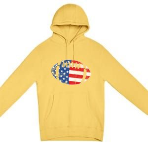 American Football 4th July Usa Flag Patriotic Gift Premium Pullover Hoodie