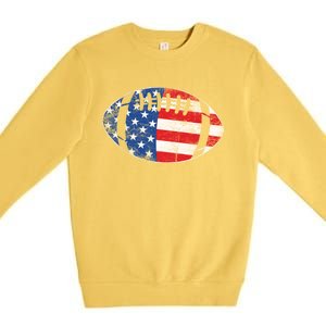 American Football 4th July Usa Flag Patriotic Gift Premium Crewneck Sweatshirt