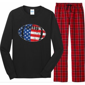 American Football 4th July Usa Flag Patriotic Gift Long Sleeve Pajama Set