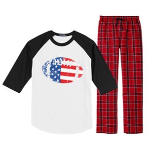 American Football 4th July Usa Flag Patriotic Gift Raglan Sleeve Pajama Set