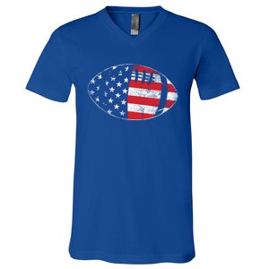 American Football 4th July Usa Flag Patriotic Gift V-Neck T-Shirt