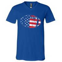 American Football 4th July Usa Flag Patriotic Gift V-Neck T-Shirt